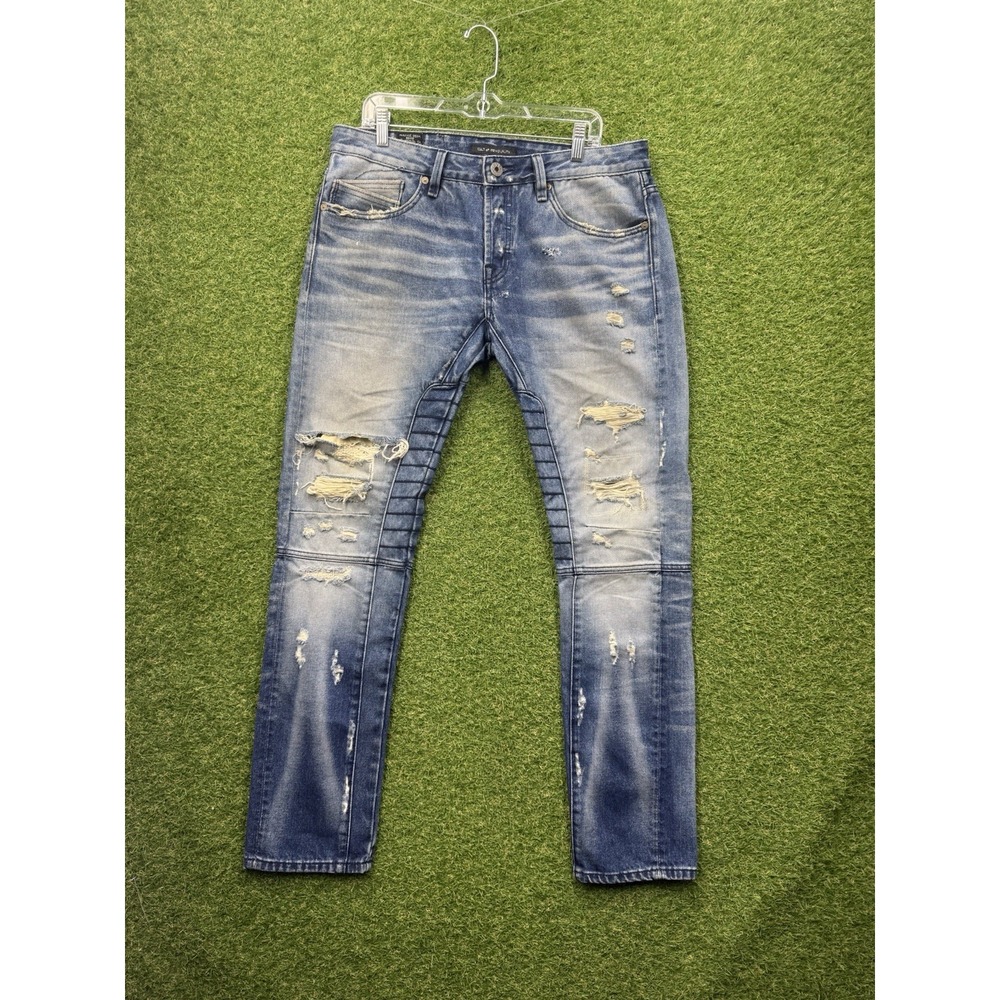 Cult of Individuality Greaser Moto Jeans Mens 34x34 Distressed Denim Rips y2k